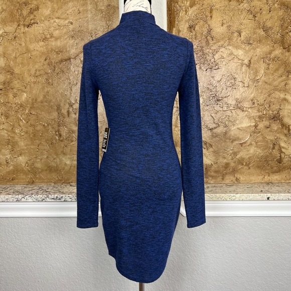 NWT Express Sweater Dress Womens Small Mock Neck Cozy Long Sleeve Blue Black - Picture 5 of 12